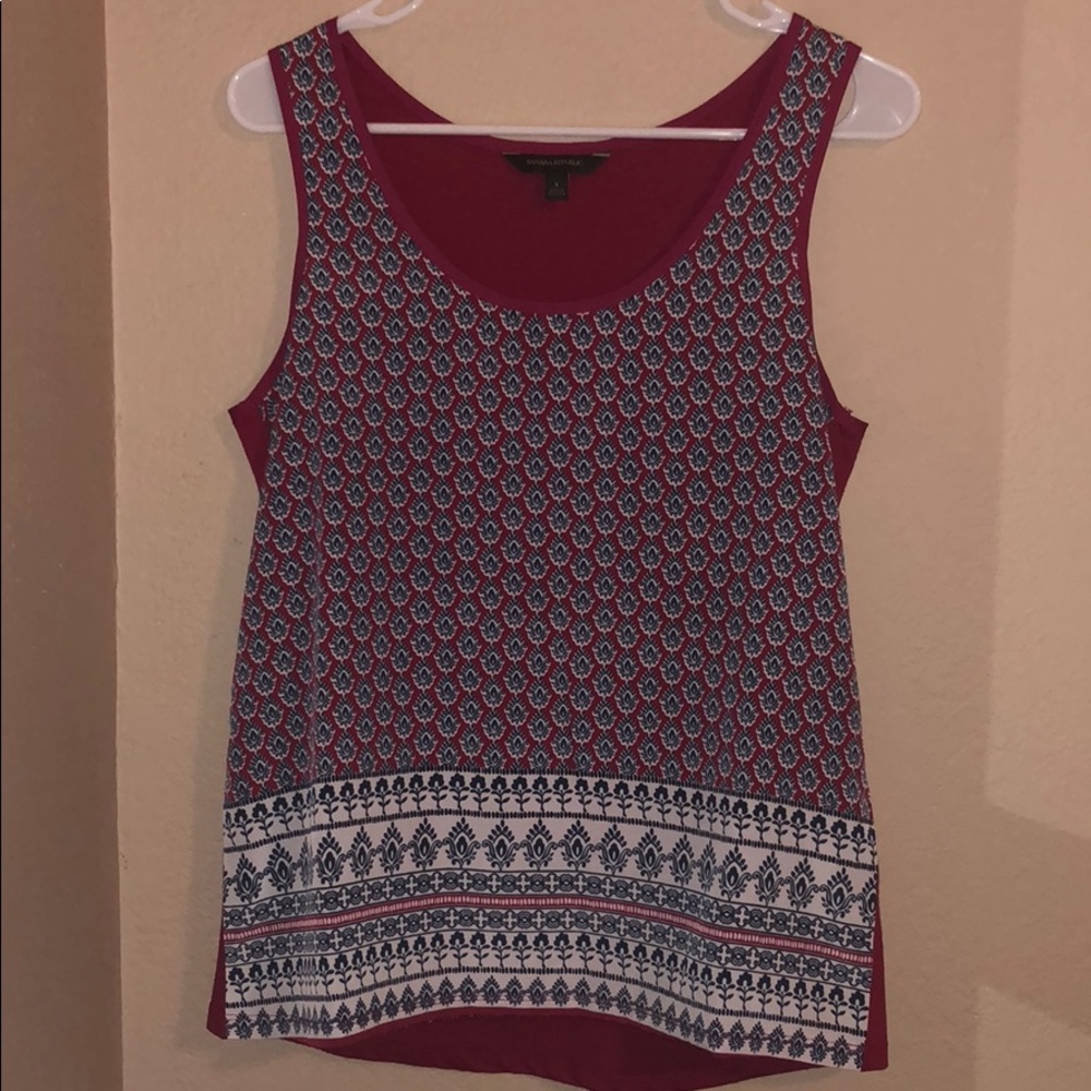 Banana Republic red white blue paisley tank top S